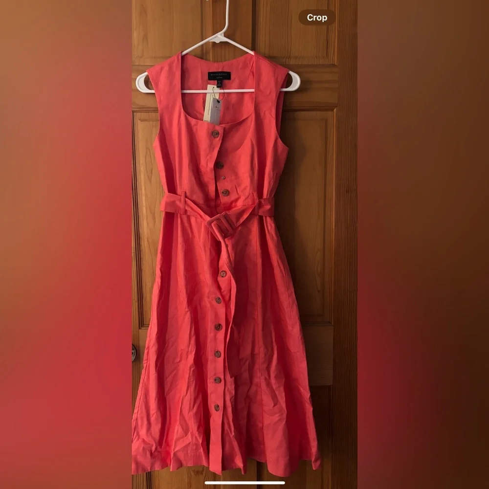 NWT Banana Republic Coral Linen Dress- Size 4P - Picture 1 of 6